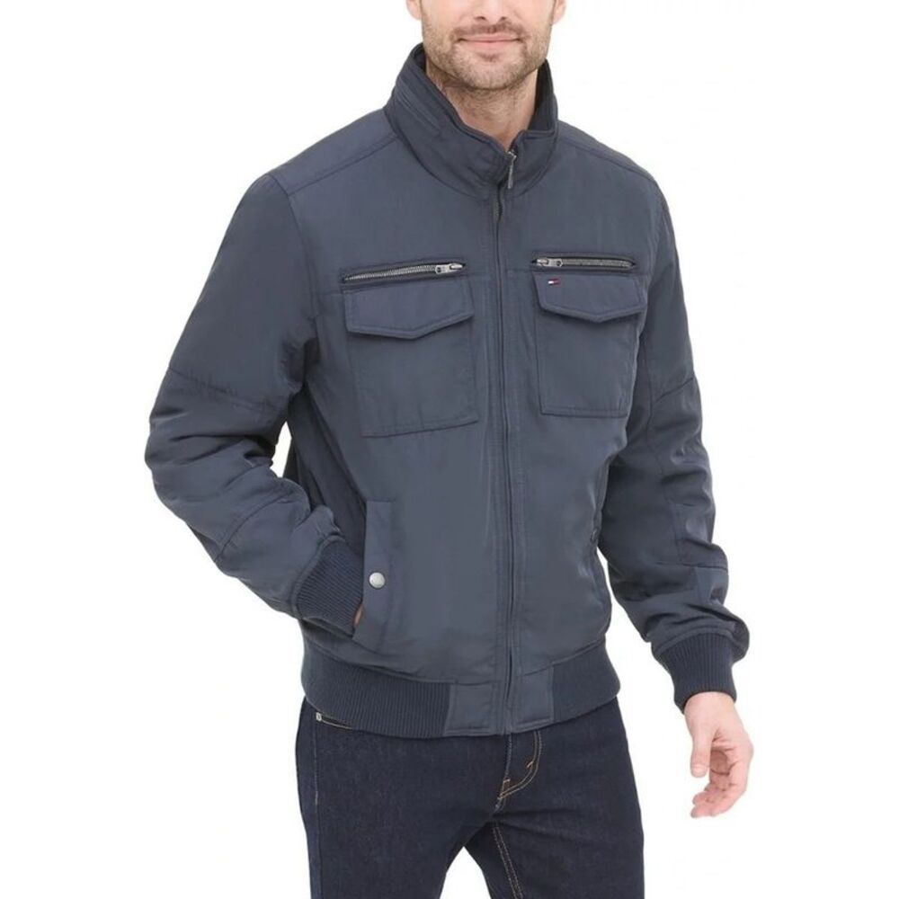 Tommy Hilfiger Mens 6 Pocket Utility Jacket, Blue, M, DM